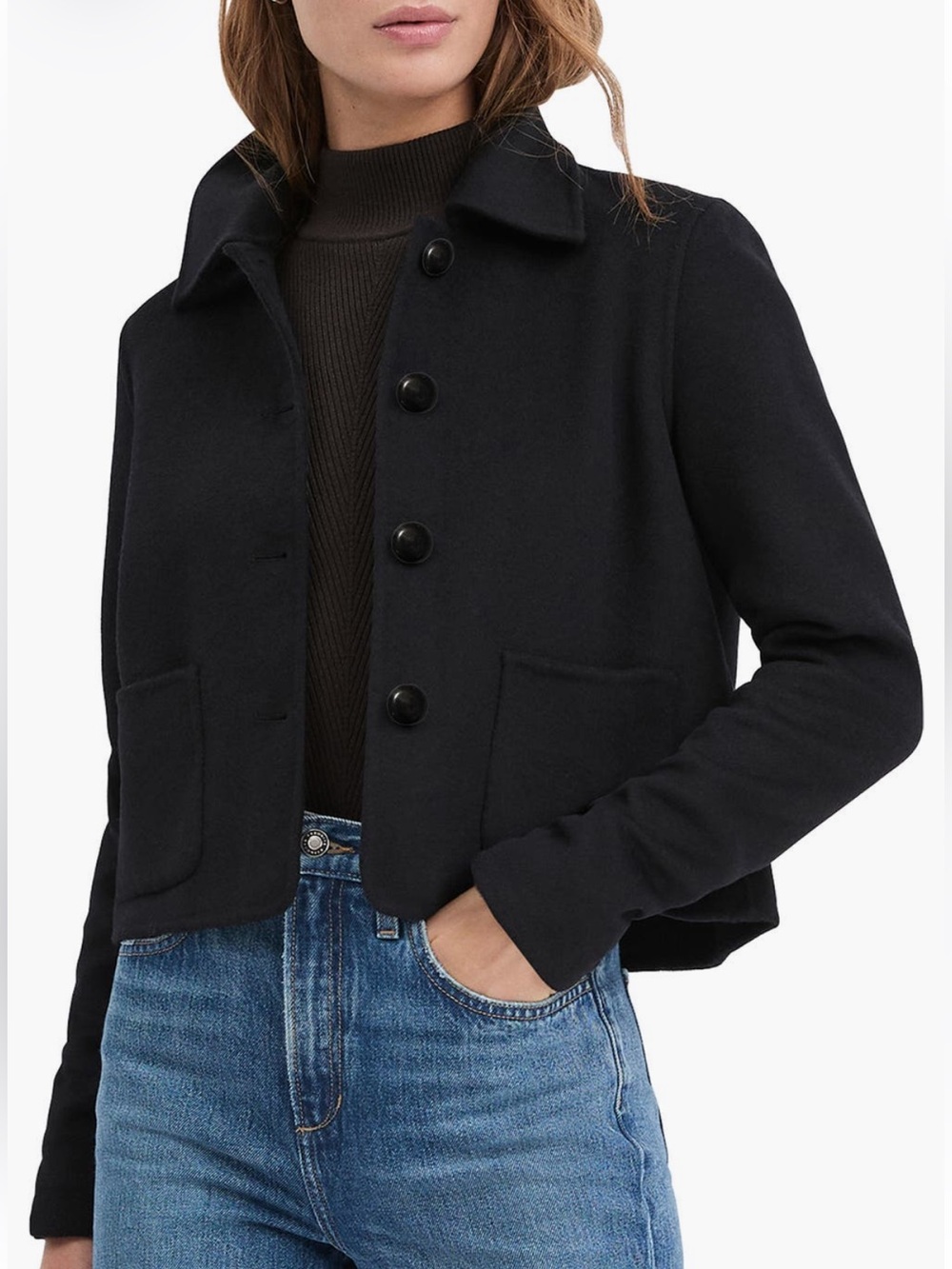Favorite Daughter The Annabel Cropped Wool Jacket in Black NWT